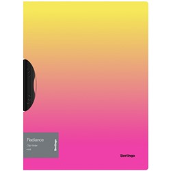Папка с пластиковым клипом Berlingo "Radiance" А4, 450мкм, желтый/розовый градиент