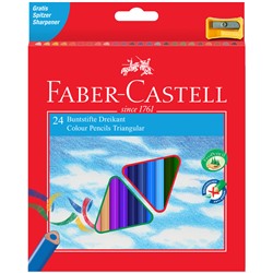 Карандаши цветные Faber-Castell "Ecopen" 24цв., трехгран., заточен., картон, европодвес, с точилкой