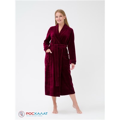 Женский велюровый халат с шалькой темно-бордовый ВМ-02 (13)