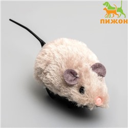 Мышь заводная меховая малая, 8,5 см, серая