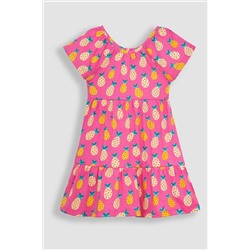 JoJo Maman Bébé Ruffle Sleeve Tiered Jersey Dress