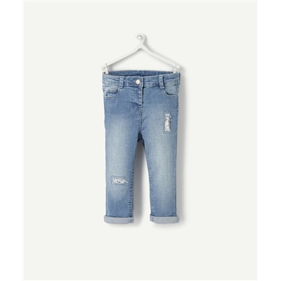 JEAN BÉBÉ FILLE EN DENIM LOW IMPACT AVEC PATCHS EN TISSU