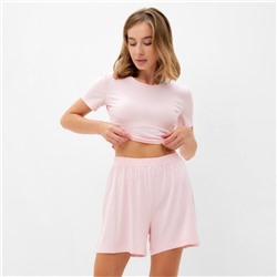 Комплект женский (футболка, шорты) MINAKU: Home collection цвет розовый, р-р 48