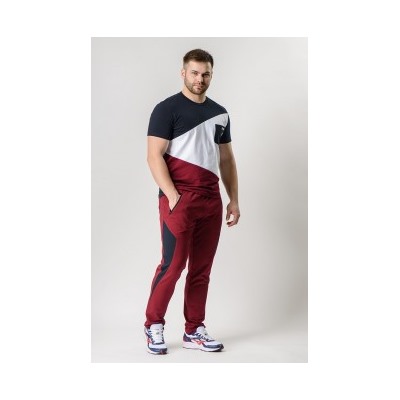Спортивные брюки М-1228: Бордо / Тёмно-синий