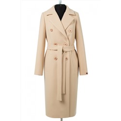 01-10997 Пальто женское демисезонное (пояс) Пальтовая ткань Крем