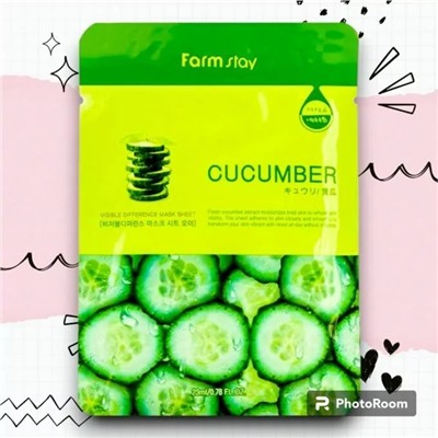 FarmStay Маска-салфетка ОГУРЕЦ, Visible Difference Mask Sheet Cucumber,  23мл