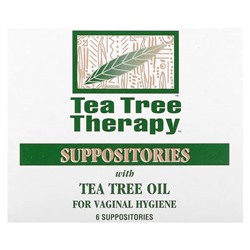 Tea Tree Therapy, cвечи с маслом чайного дерева для гигиены влагалища, 6 свечей