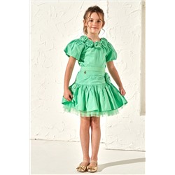 Angel & Rocket Roxie Green Rose Corsage Skirt