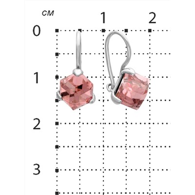 Серьги из серебра с кристаллами Сваровски Светло-розовый родированные 925 пробы 0044с-223
