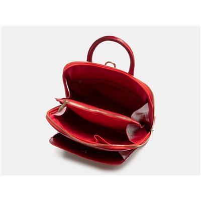 Красный кожаный рюкзак с росписью из натуральной кожи «R0023 Red Череп Мексика»