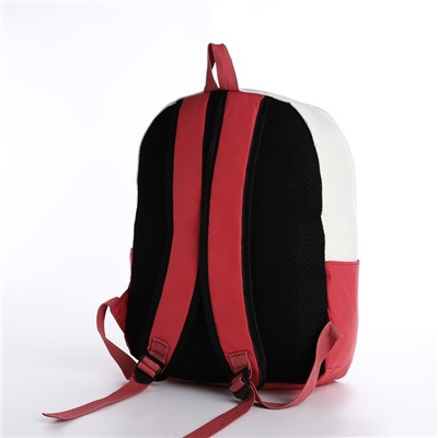 Рюкзак школьный на молнии из текстиля, 2 кармана, цвет малиновый
