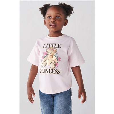 River Island Girls Princess Floral Bear T-Shirt