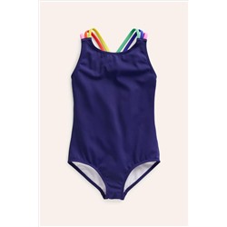 Boden Rainbow Cross-Back Swimsuit