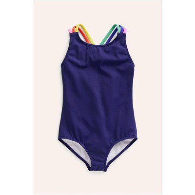 Boden Rainbow Cross-Back Swimsuit