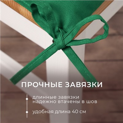 Сидушка на стул Этель New year collection 42х42 см, цвет зеленый, 100% хл, саржа 190 г/м2