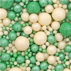 Посыпка кондитерская в цветной глазури "Жемчуг", серебро/зеленый микс, 1,5 кг