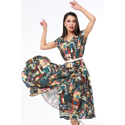 Платье длинное разноцветное с ремешком