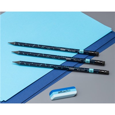 Карандаш чернографитный Attache Blue Lines HB ласт шестигр черный пластик