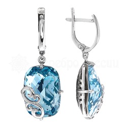 Серьги из серебра с кристаллами Swarovski родированные 925 пробы 0051с-202