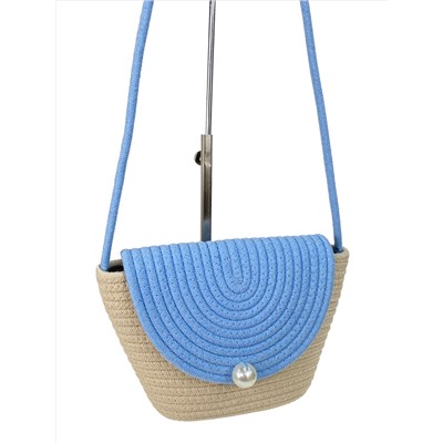 Летняя плетеная сумка, цвет молочный-голубой