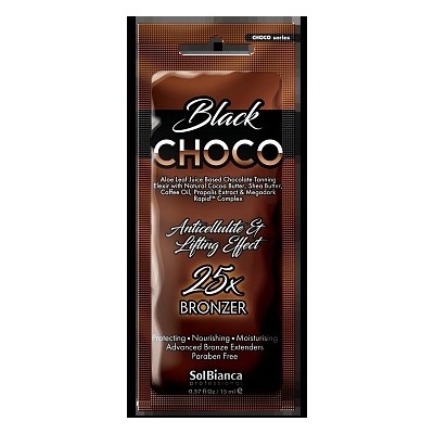 Крем д/солярия на основе алоэ “Choco Black" 25х bronzer,15мл (масла какао,Ши,кофе, экстракт прополис