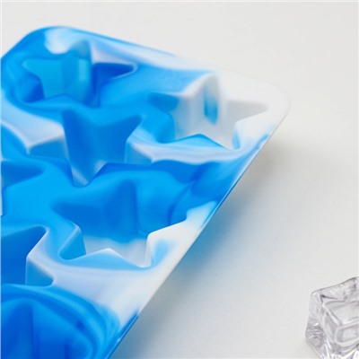 Форма для льда и кондитерских изделий «Звездочки», 20,1×10,2 см, h=2 см, ячейка 4,5 см, цвет синий