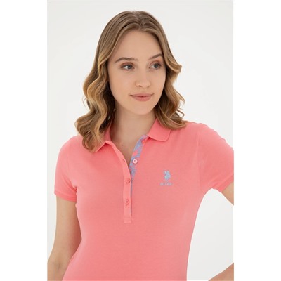 Женская неоново-розовая базовая футболка с воротником-поло Неожиданная скидка в корзине