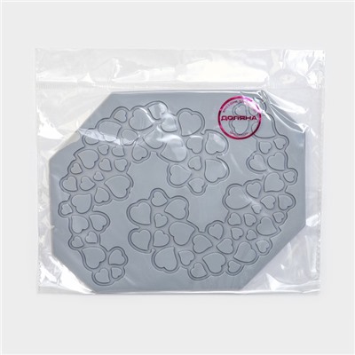 Коврик для айсинга Доляна «Сердца», силикон, 18×14,2×0,3 см , цвет серый