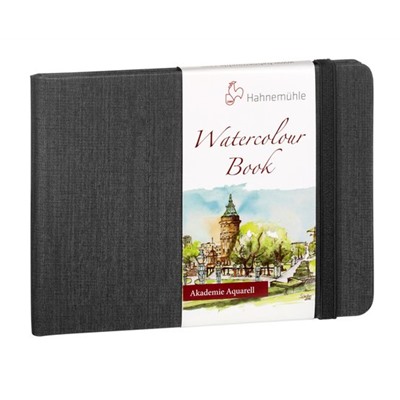 Альбом для акварели Hahnemühle «Watercolour book», 200 г/м2, A5, 30 л, пейзаж, целлюлоза 100%, среднее зерно, жесткая обложка (ткань) с резинкой