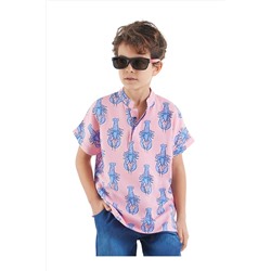 Розовая летняя рубашка с короткими рукавами для мальчика-лобстера MS-23Y1-094