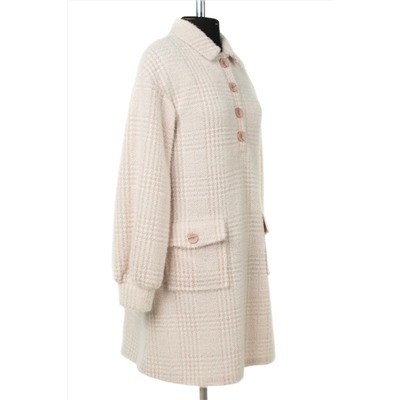 01-10701 Пальто женское демисезонное Микроворса/Клетка розовый