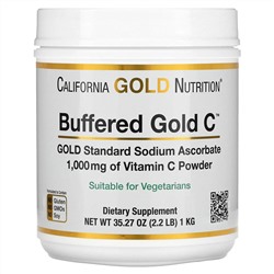 California Gold Nutrition, Buffered Gold C, некислый витамин C в порошке, аскорбат натрия, 1 кг (2,2 фунта)