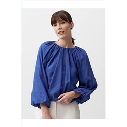 Стильная блузка свободного кроя с длинными рукавами Kobalt