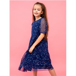 Нарядное платье в расцветке "созвездия на синем" для девочек
