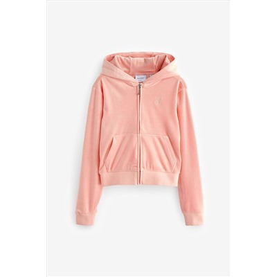 Juicy Couture Girls Pink Tonal Zip Through Hoodie