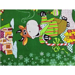 Полотенце вафельное "Новогодний бычок" зелен 47x60 арт.lmps-600