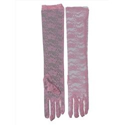 Гипюровые длинные женские перчатки, цвет розовый