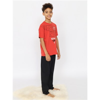 CSJB 50167-28 Пижама для мальчика (футболка, брюки),терракотовый