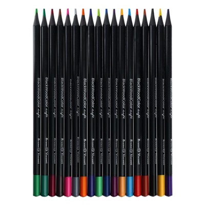 Карандаши цветные 18 цветов BlackWoodColor, пластиковые, трёхгранные, МИКС