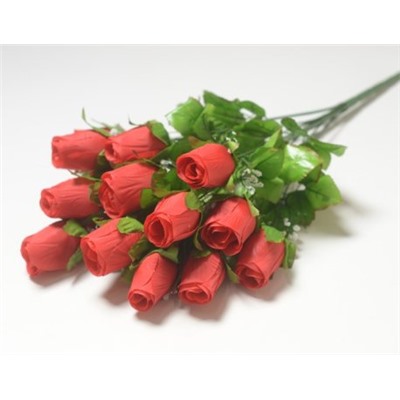 Искусственные цветы, Ветка в букете бутонов роз 15 голов (1010237)