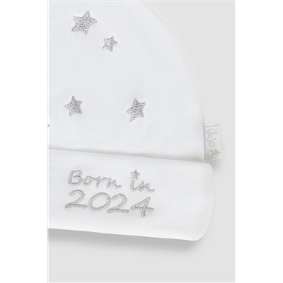 JoJo Maman Bébé Born In 2024 Embroidered Hat