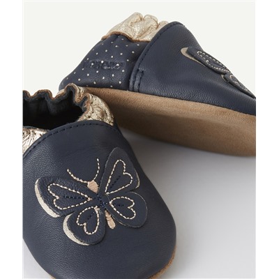 ROBEEZ
 LES CHAUSSONS BLEU MARINE EN CUIR AVEC PAPILLONS