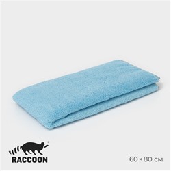 Тряпка для пола Raccoon, 250 г/м², 60×80 см, микрофибра, с оверлоком, 1 шт, голубая