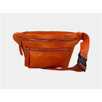 Оранжевая кожаная женская поясная сумка из натуральной кожи «KB0015 Orange Croco»