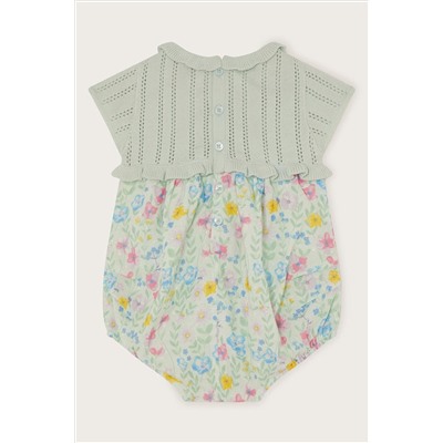 Monsoon Blue Newborn Knit Floral Bodysuit