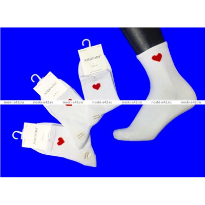 AMIGOBS носки женские белые с принтом "Сердце" арт. 9367
