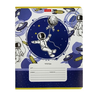 Тетрадь 12 листов в клетку, "Астронавт", обложка мелованный картон, МИКС