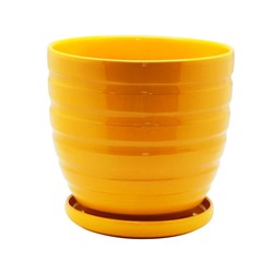 Керамический горшок с подставкой, 4,7л., Д210 Ш210 В200, желтый