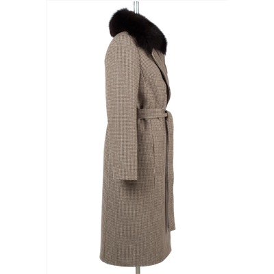 02-3130 Пальто женское утепленное (пояс) Микроворса капучино