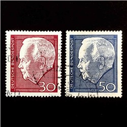 Набор марок Президент ФРГ - Генрих Любке, Германия, 1967 год (полный комплект)